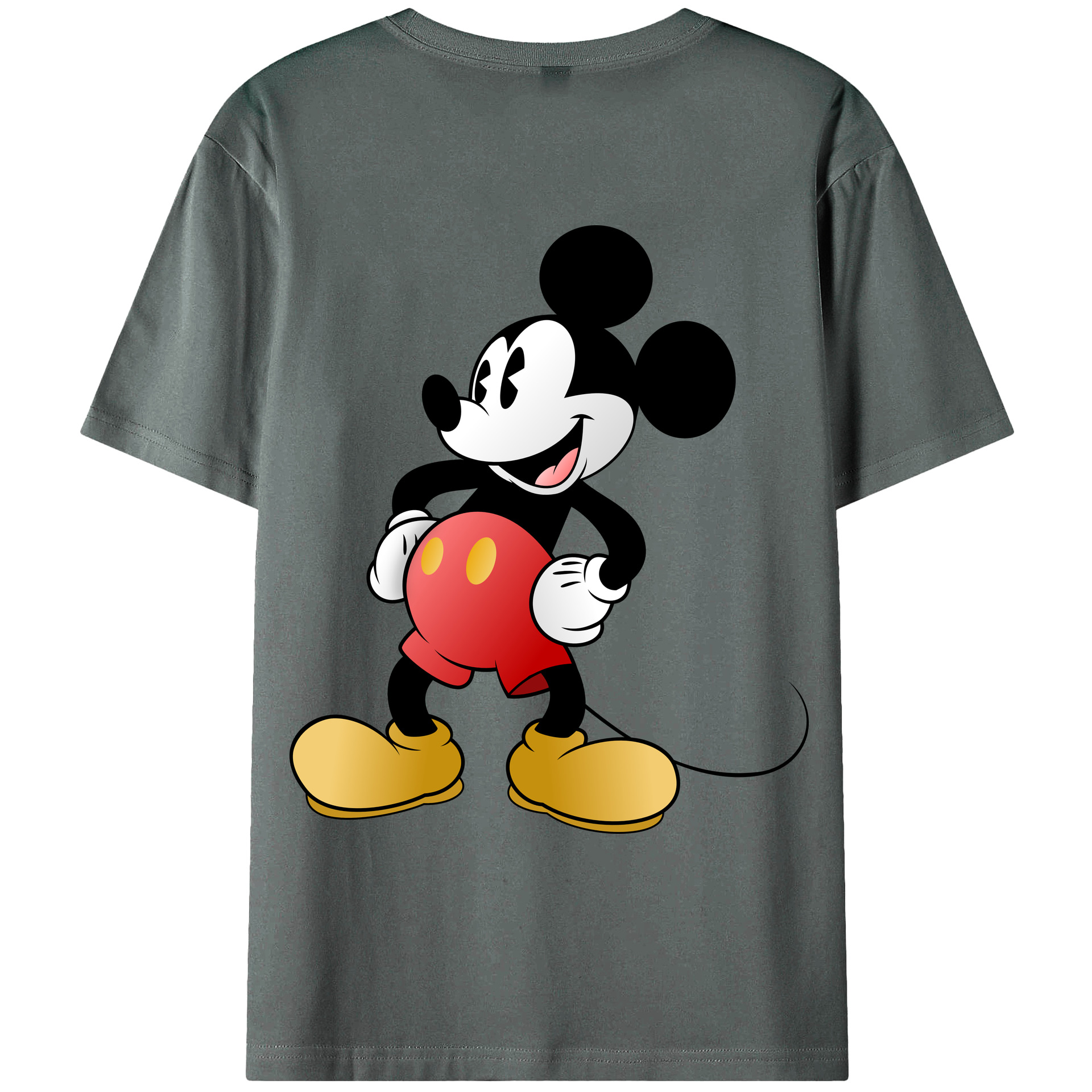 ミッキーマウス Mickey Mouse 綿100％ メンズ半袖Tシャツ（バックプリント） 通気性